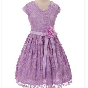 Just Kids Lilac Lace Floral Sash Dress.